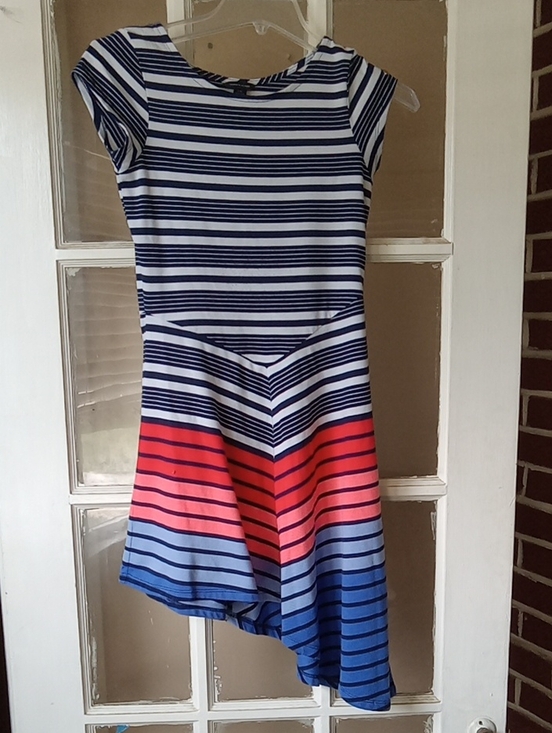Tommy Hilfiger Other - Tommy Hilfiger Navy, White & Coral Striped Asymmetric Hem Dress